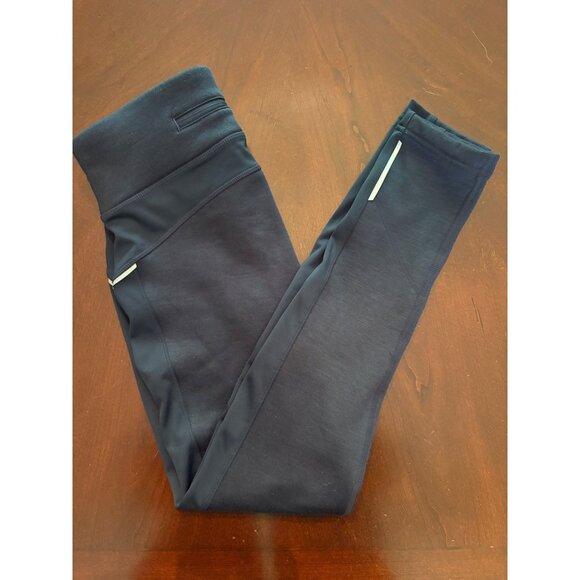 Athleta Fleece Lined Athletic Running Leggings in Navy Blue Heather Size Small - Picture 6 of 11